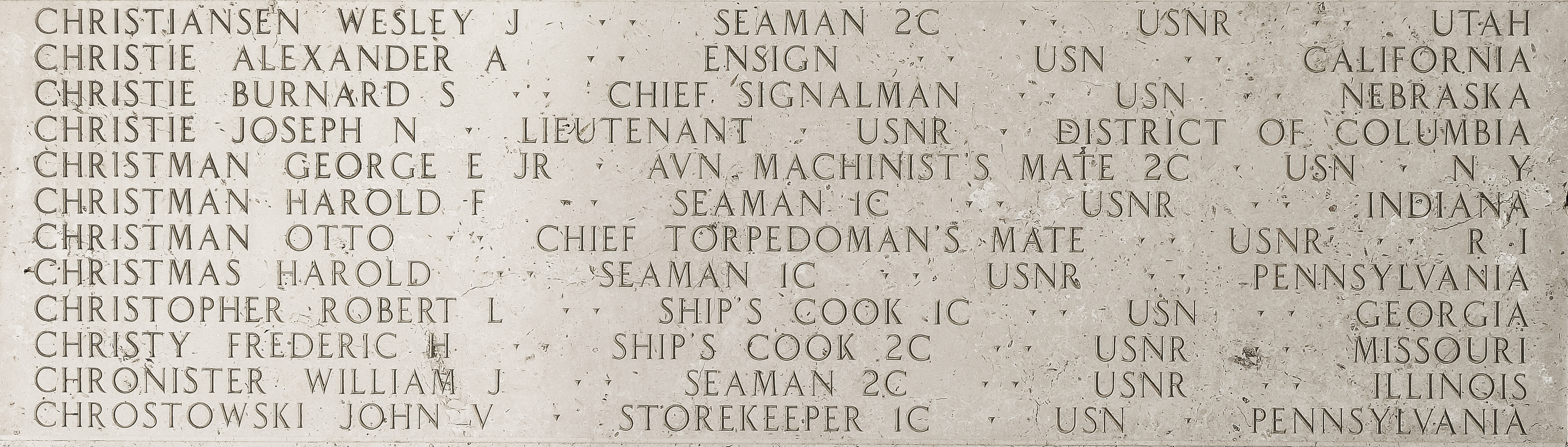 Frederic H. Christy, Ship's Cook Second Class